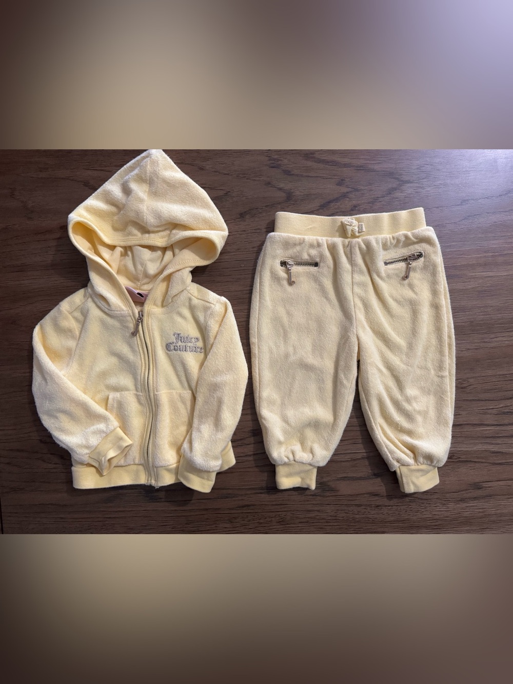 Juicy Couture Kids Yellow Velour Hoodie & Pants 6-9 M